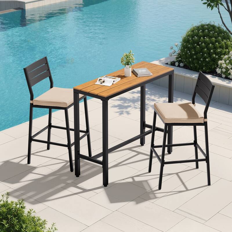 VredHom Outdoor Indoor Patio Rectangular Bar Table Pub Table - 42.9''-Brown-1PC