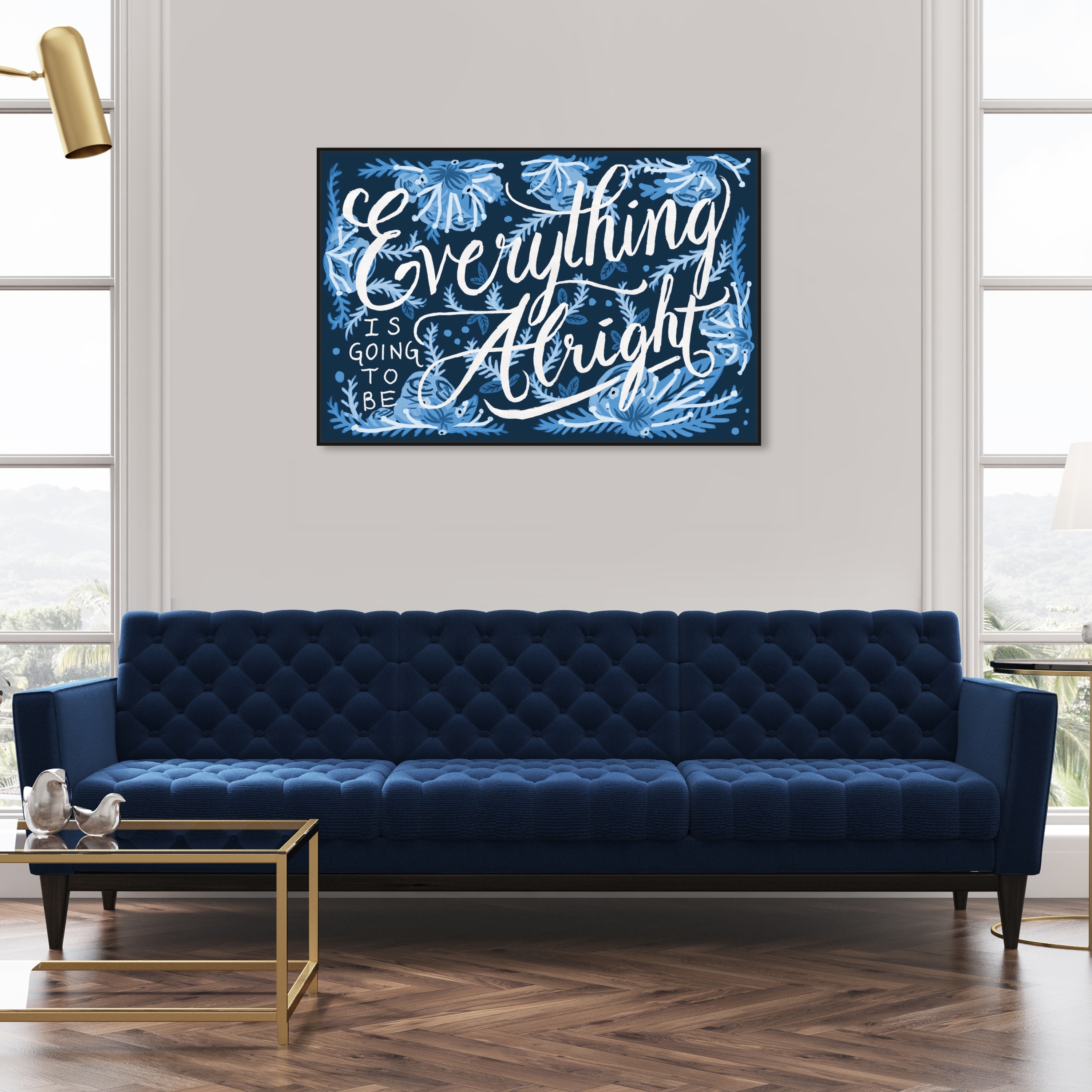 Oliver Gal 'Alright Blue' Typography and Quotes Wall Art Framed Canvas  Print Inspirational Quotes and Sayings Blue, White Bed Bath  Beyond  32480499