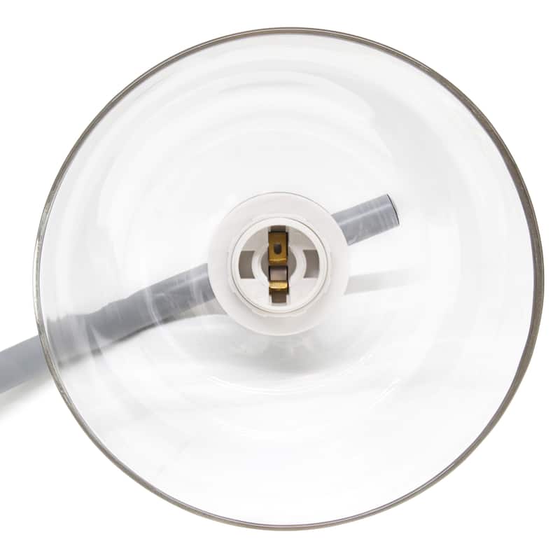 Modern Industrial Desk Lamp with Clear Glass Shade and Dual USB Charging Ports Multiple Colors - 8" (L) x 5.5" (W) x 15.75" (H)