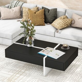 Modern High Gloss Surface Center Table with A Large Drawer - Bed Bath ...