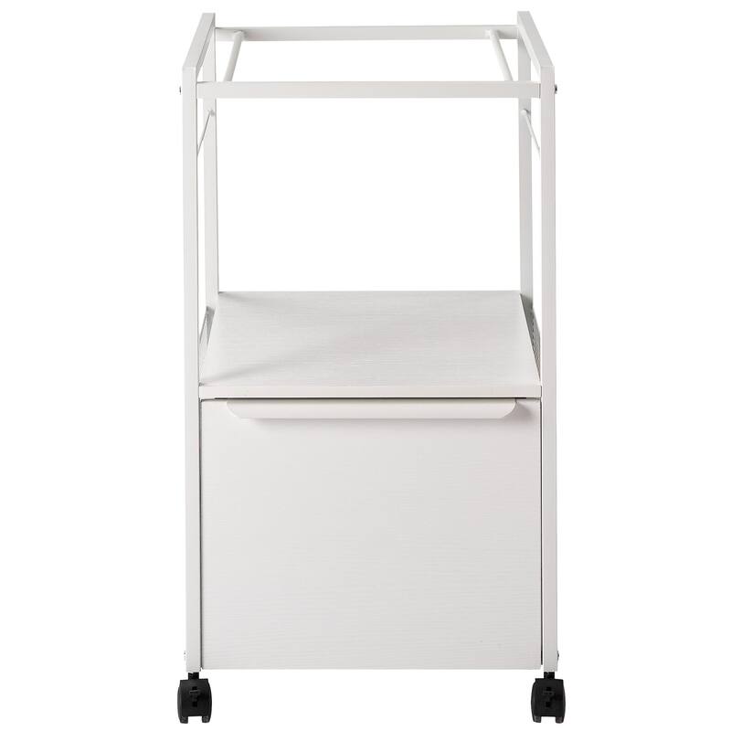 Mobile Vertical File Cabinet with Filing Holders, Printer Stand with Open Storage Shelf, fits A4 or Letter Size for Home Office - White