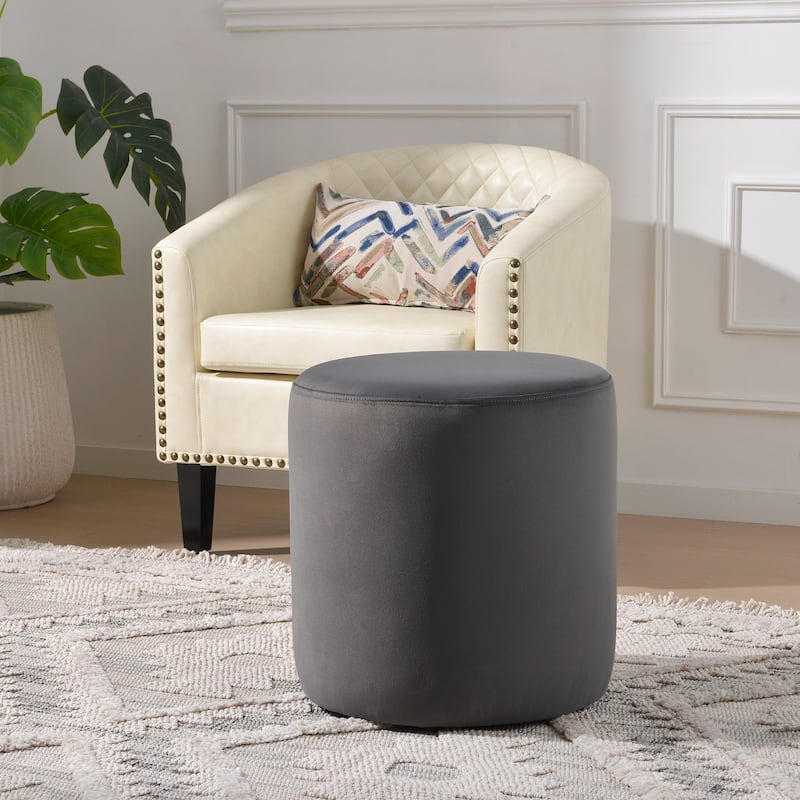 KINWELL Round Upholstered Pouf Ottoman Footrest