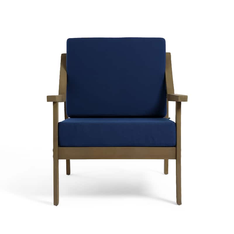 Set of 2 Outdoor Teak Wood Patio Chair with Cushion