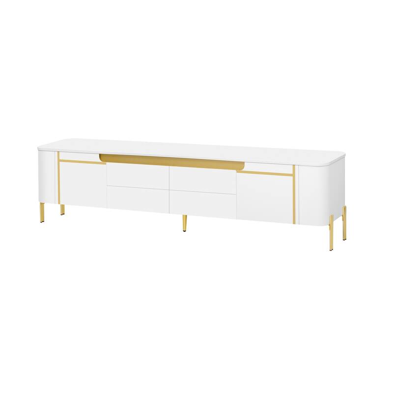 ​Modern Light Luxury TV Stand with 4 Drawers, 2 Storage Cabinets and 4 Metal Legs for Living Room and Home Theater