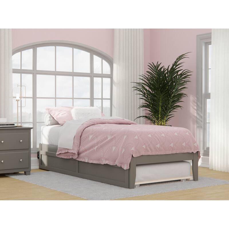 Colorado Bed with USB Turbo Charger and Twin Extra Long Trundle - Grey - Twin XL