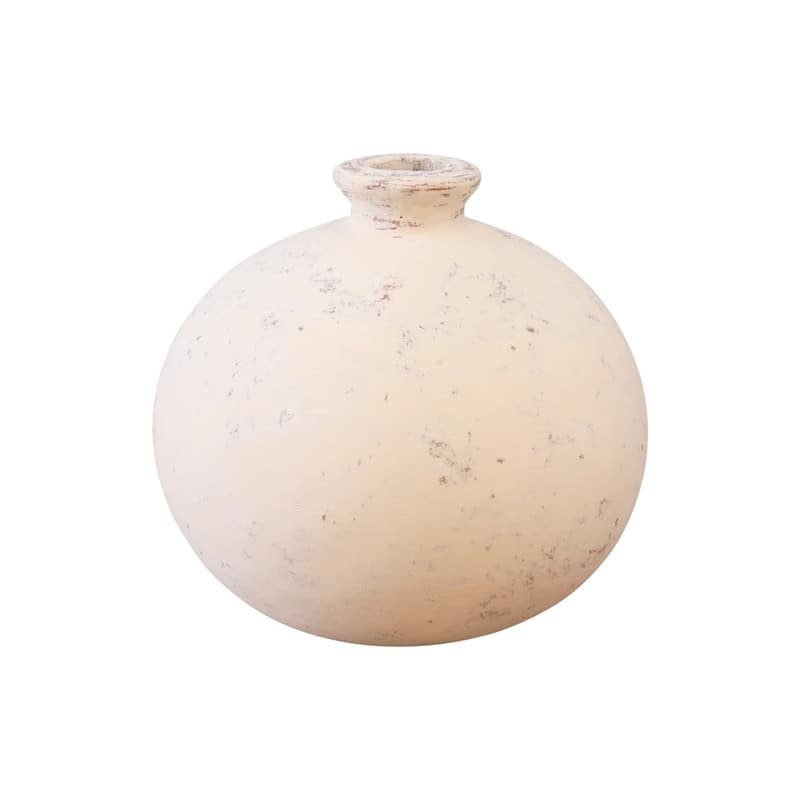 Approx. 10" High Terracota Vase Round Off White