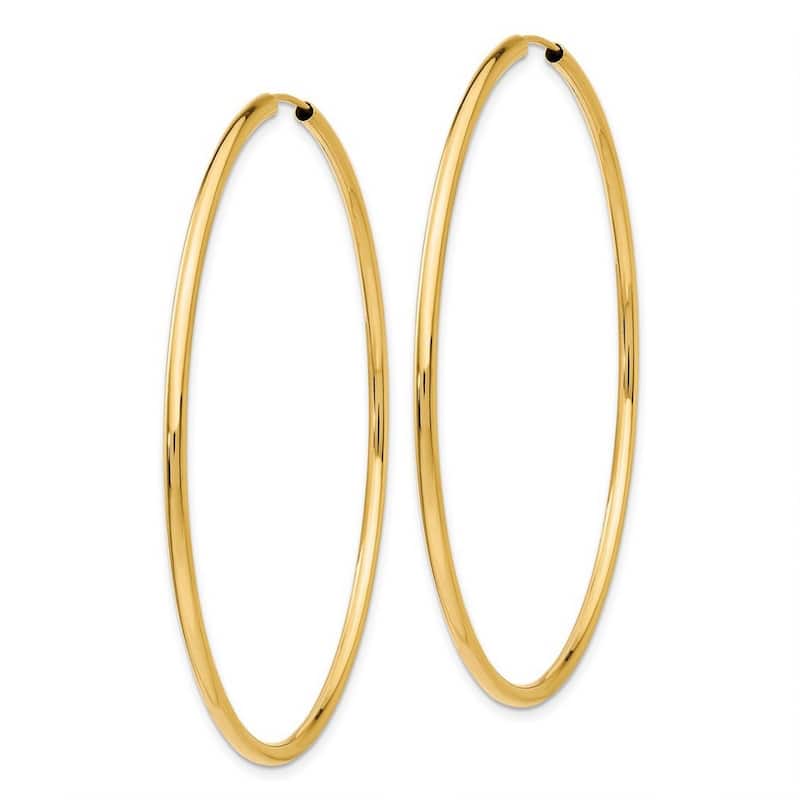 Curata 14k Yellow Gold 2x56mm Polished Round Endless Hoop Earrings