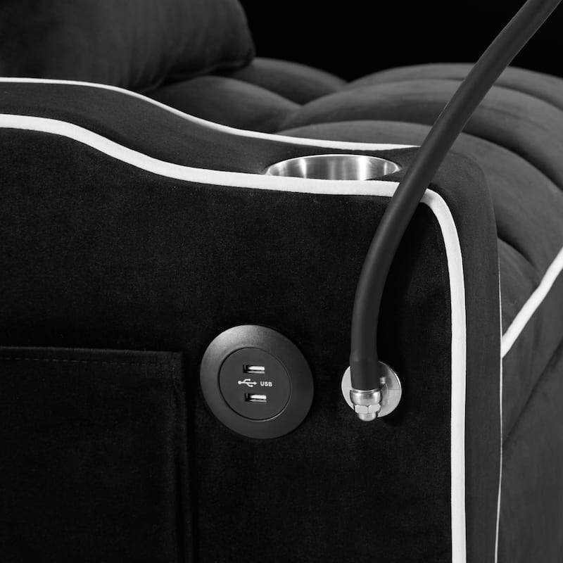 Velvet Single Convertible Sofa Bed with USB Charging Port