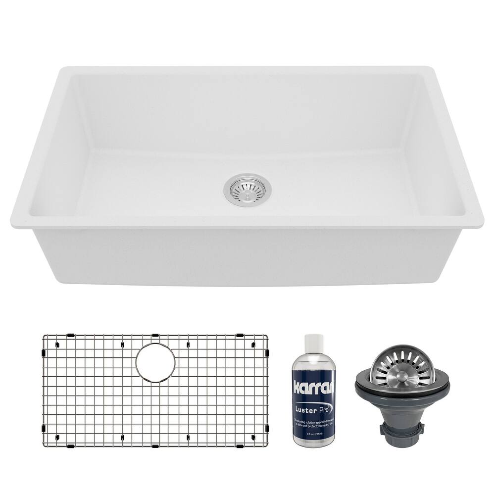Karran Undermount 32.5 in. Large Single Bowl Quartz Kitchen Sink Kit