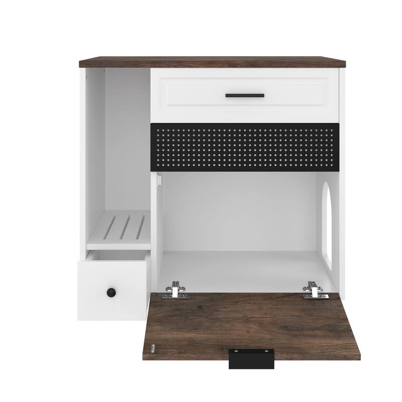 Cat Litter Box Enclosure, Indoor Hidden Cat Litter Box Furniture with 2 Drawers and Door, Cat House End Table for Living room
