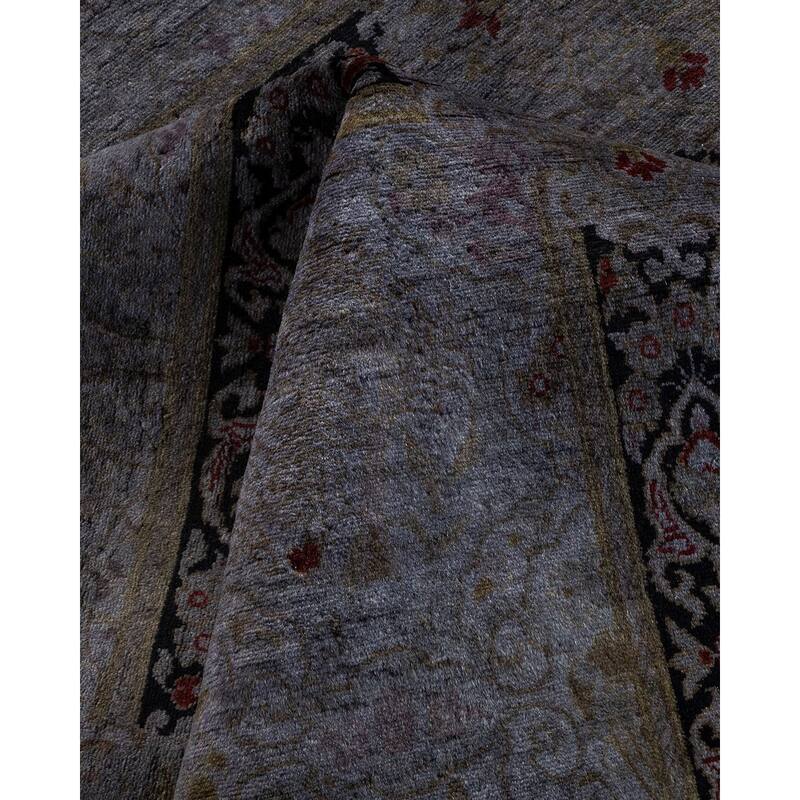 Overton Hand Knotted Wool Vintage Inspired Modern Contemporary Overdyed Gray Square Area Rug - 7' 10" x 8' 5"