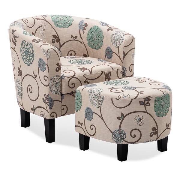 Shop Belleze Upholstered Modern Barrel Accent Tub Chair With