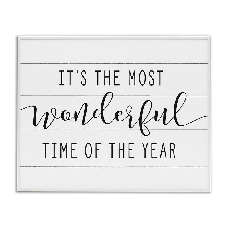 Stupell Holiday Most Wonderful Time Of The Year Framed Art, Design By Artist Lettered and Lined