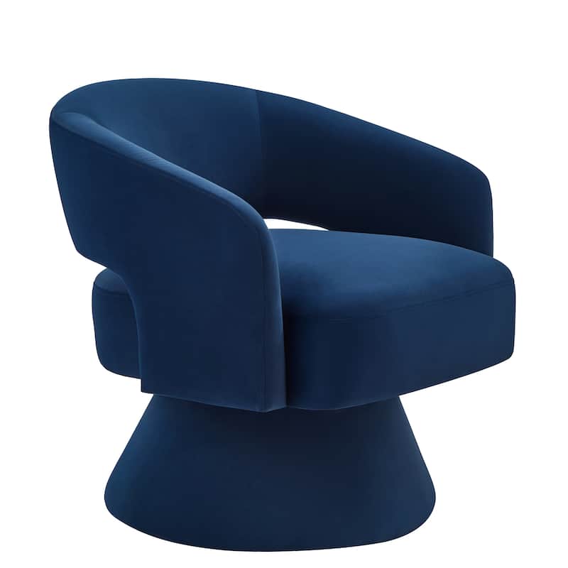 Navy 27.5" Swivel Barrel Chair with Open Backrest