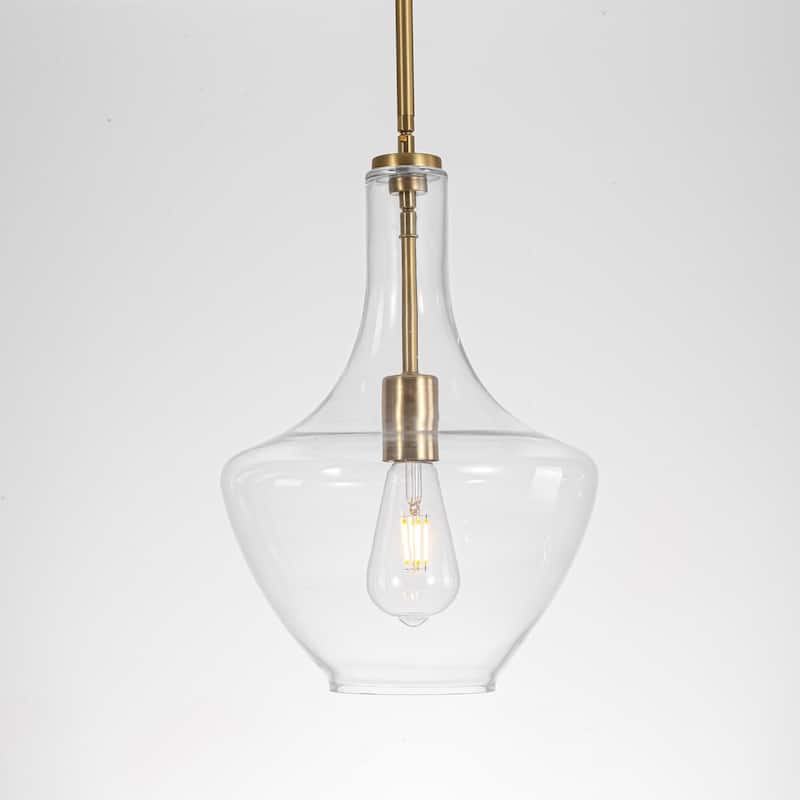 10.4" 1-Light Modern Minimalist Chrome/Gold/Matte Black Clear Glass Pendant Light