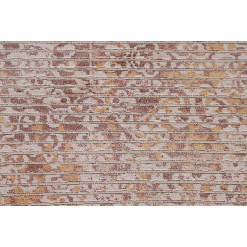 Striped Abstract Modern Area Rug Hand-Knotted Wool Carpet - 5'8" x 7'10"