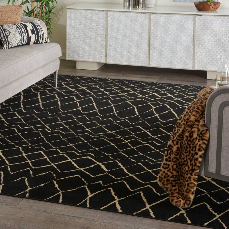 Nourison Grafix Moroccan Patterned Area Rug - 5' 3" x 7' 3" - Black