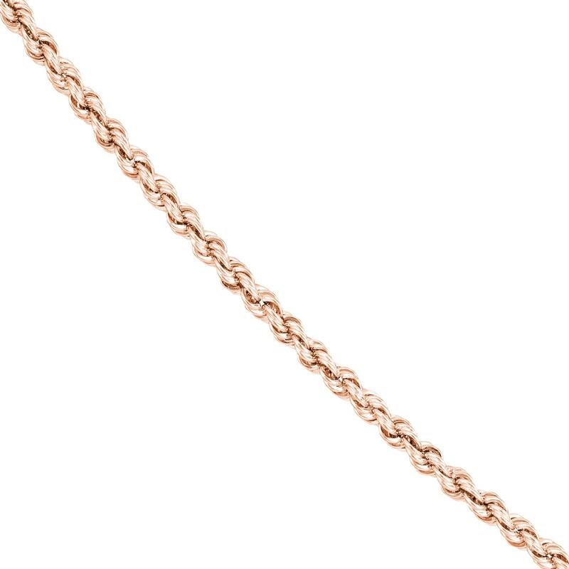 Curata 14k Rose Gold 2.3mm Hollow Rope Chain Necklace (Lobster)