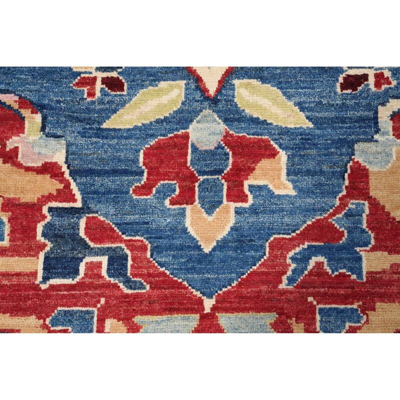 Hand Knotted Oriental 100% Wool Carpet Transitional Floral Navy Blue & Blues Oushak Area Rug - 8' 0'' X 7' 10''