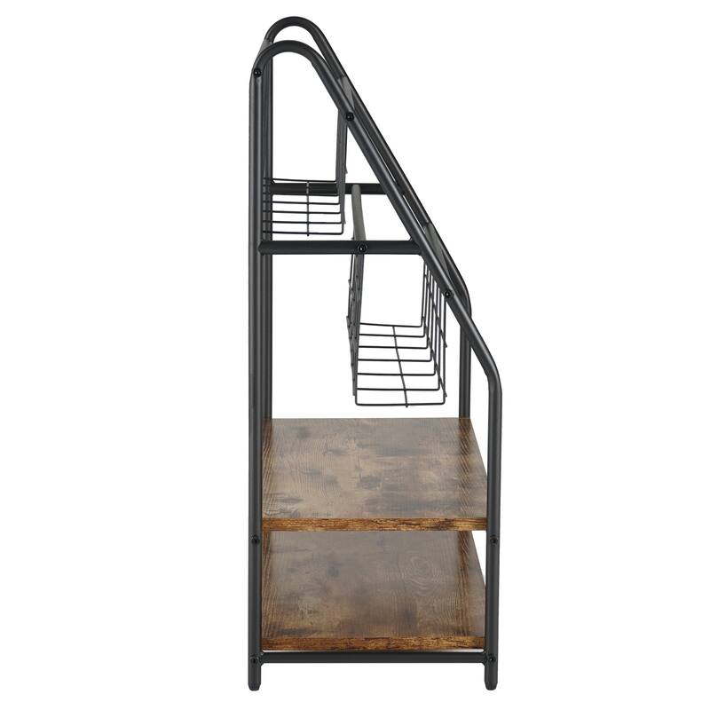 VECELO 29.53" H 4-Tier Metal Frame Magazine Rack Open Shelf Bookcase Storage Organizer for Living Room