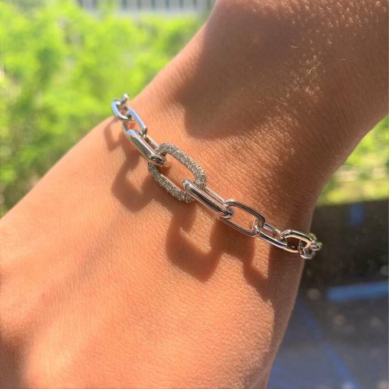 Joelle Collection Diamond Link Bracelet 14K White Gold 1 1/5 CT TDW Diamond Link Bracelet