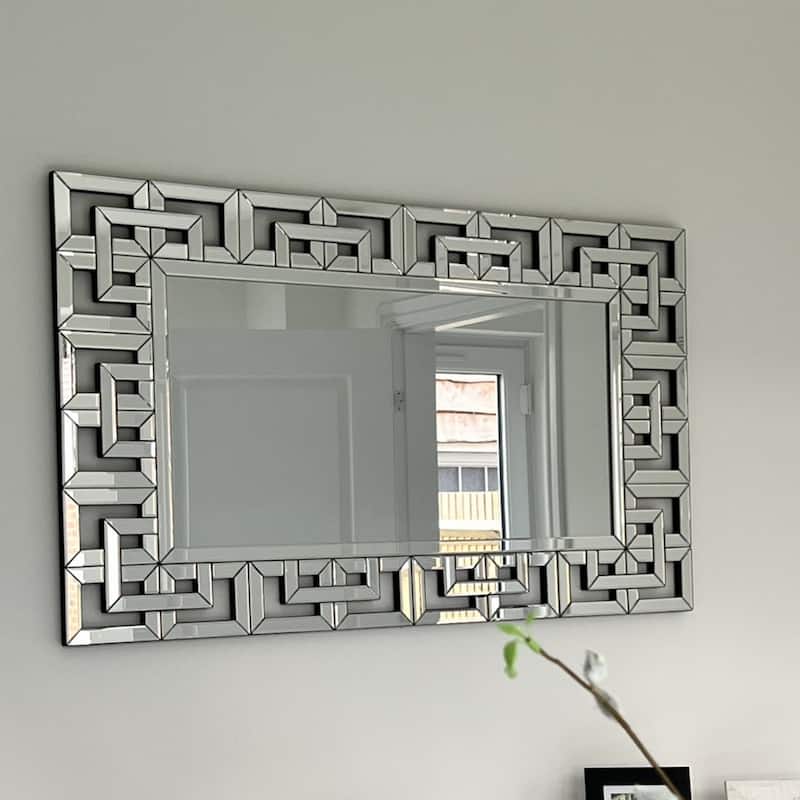Large Retro Geometric Border Accent Wall Mirror