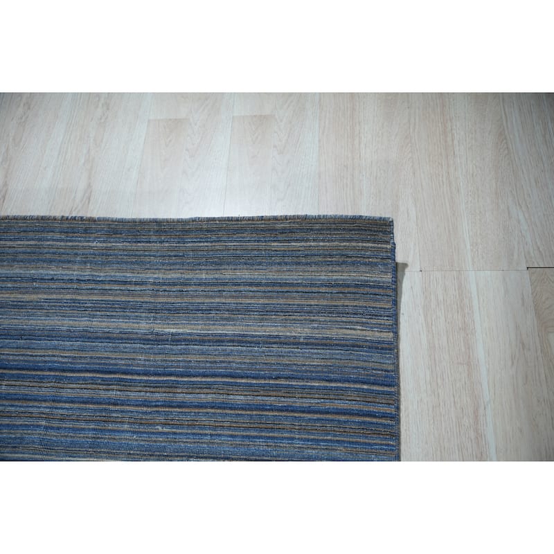 Blue Handmade Polyester Indoor/Outdoor Stripes Rug by EORC | Durable and Stylish Area Rug for Enhancing Your Patio, Livi