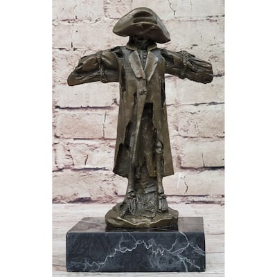 Pirate Skeleton Tied To Post Real Bronze Metal Statue Sculpture On Marble Base