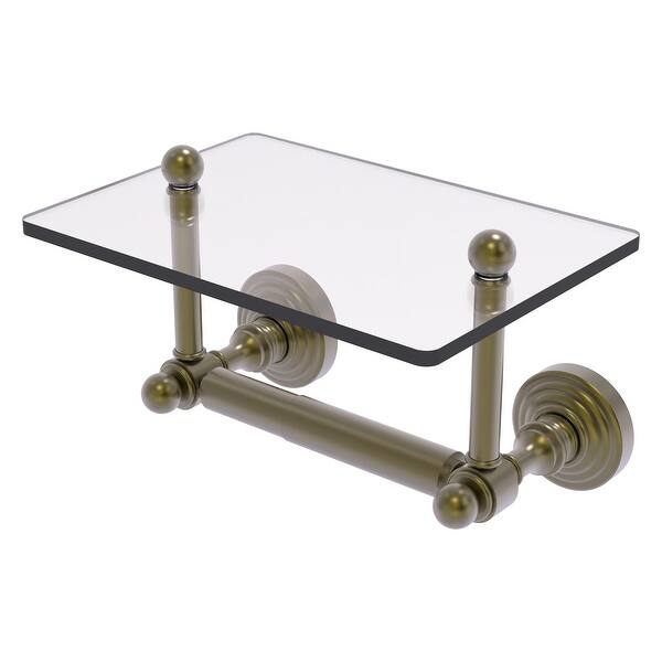 slide 2 of 28, Allied Brass Waverly Place Collection Two Post Toilet Tissue Holder with Glass Shelf