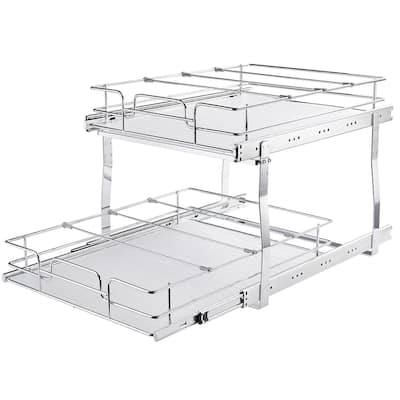 Pull Out Cabinet Organizer for Kitchen or Bathroom and Chrome Steel Shelf