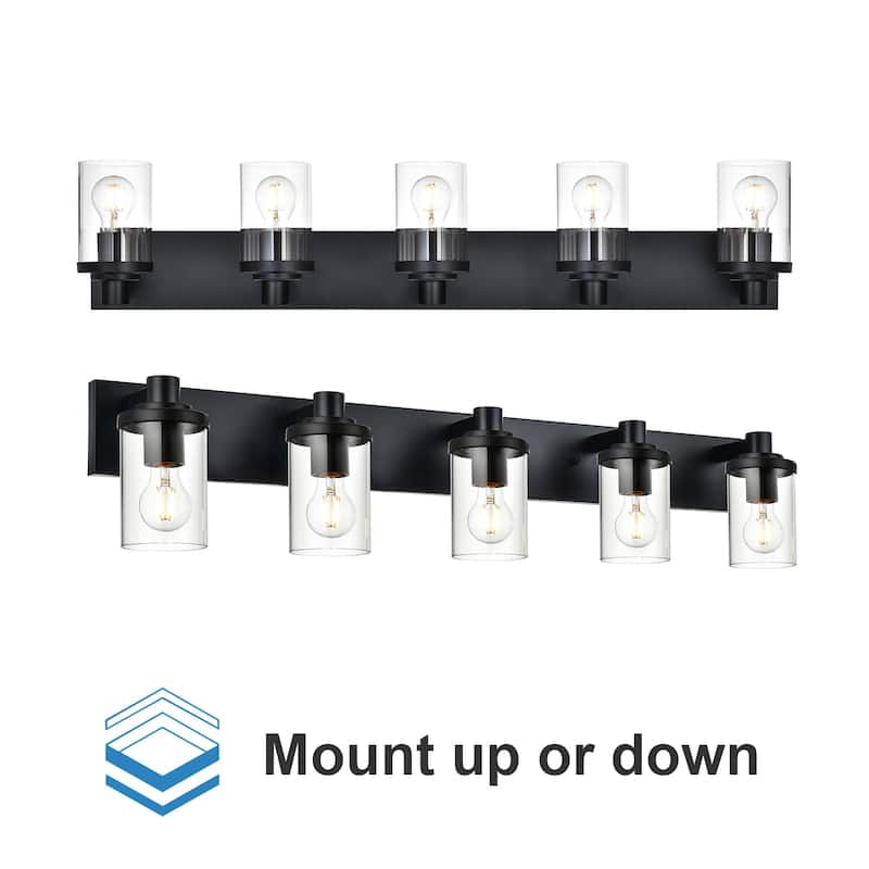 5-Light Vintage Bathroom Vanity Light with Clear Glass Shades