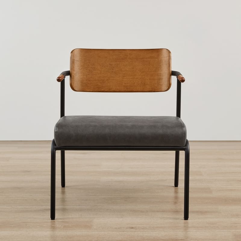 Cassie Upholstered Accent Chair with Metal Frame&Wood Back