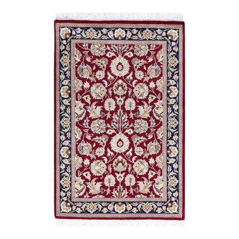 One of a Kind Hand Knotted Traditional Oriental Traditional Area Rug - 3' 5" X 2' 1"