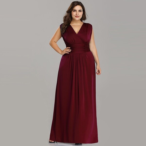 Ever-Pretty Womens Plus Size Long Maxi Ruched Evening Prom Party Dress 07661