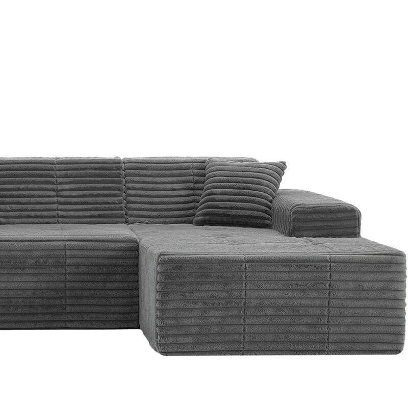 122" W No Assembly Sofa L-Shaded Sectional Modular with Chaise