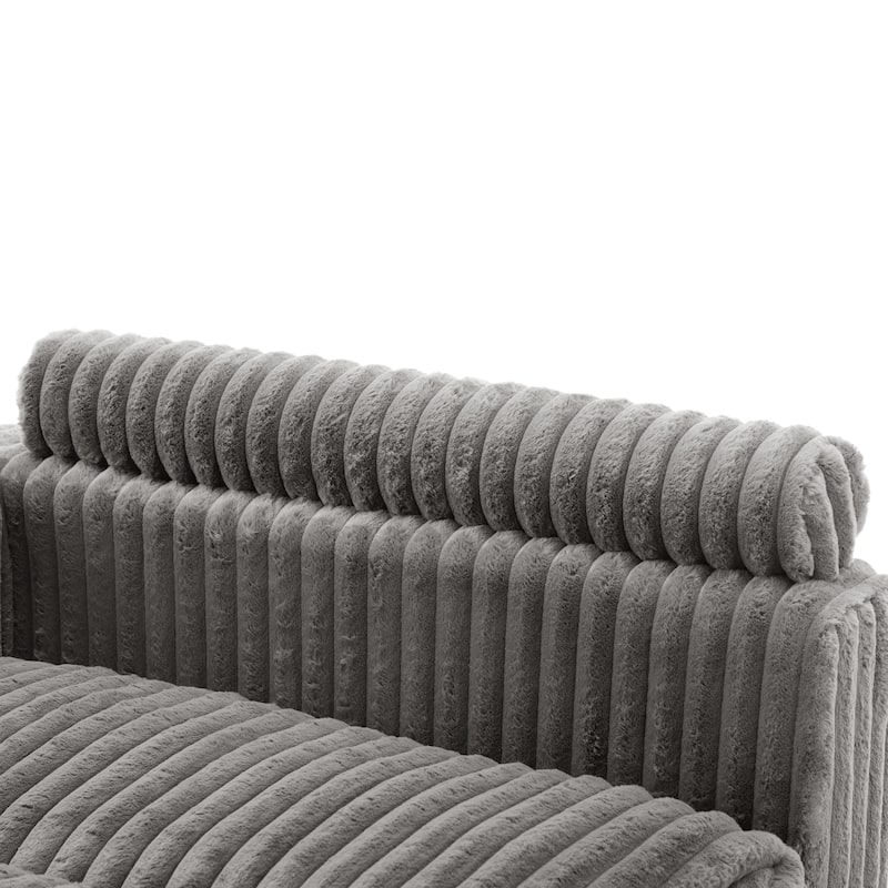 41" W Plush Corduroy Chaise Lounge with Pillows