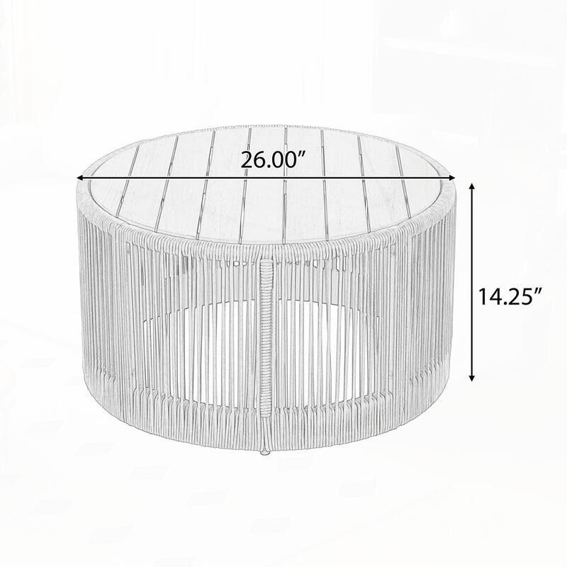 Weather Resistant Outdoor Rattan rope Acacia Wood Coffee Table