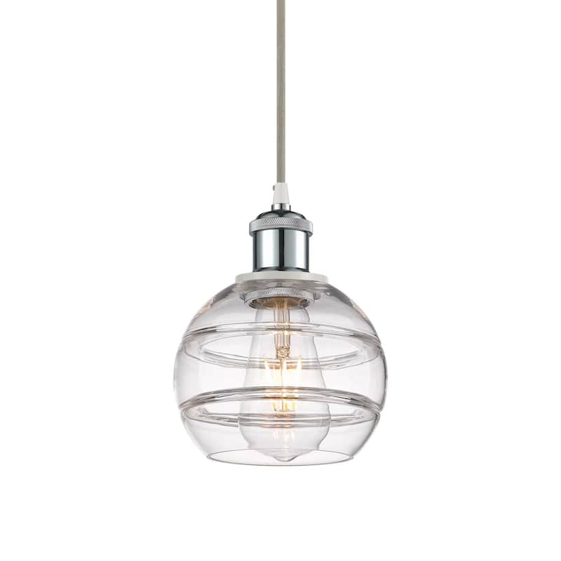Innovations Lighting 516-1P-8-6 Rochester Pendant Rochester 6" Wide - White Polished Chrome / Clear