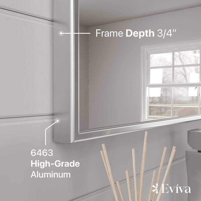 Eviva Vista 24" x 30" Rectangular Brushed Nickel Metal Framed Mirror - Brushed Nickel