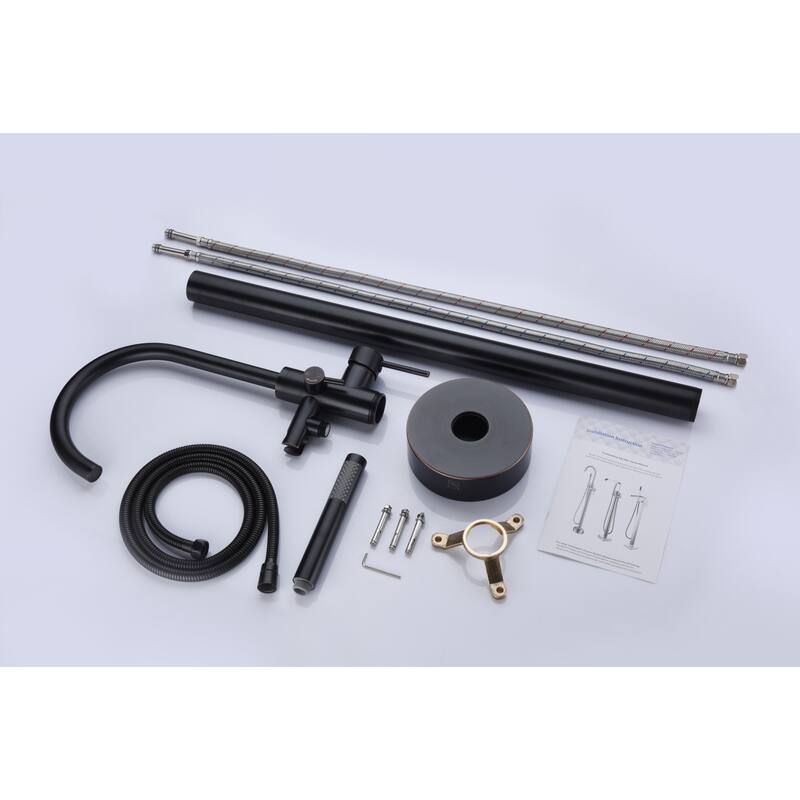 ANZZI Coral 2-Handle Freestanding Claw Foot Tub Faucet with Hand Shower in Matte Black
