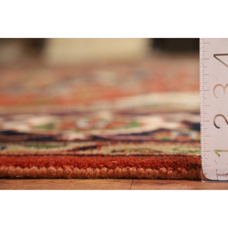 Medallion Heriz Serapi Indian Rug Hand-Knotted Orange Wool Carpet - 8'10"x 11'11"