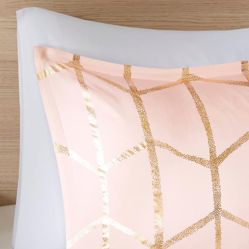 GDF Studio - Raina Metallic Printed Comforter Set with Decorative Pillows