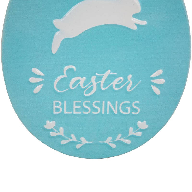 Easter Egg Metal Wall Signs - 9.75" - Blue and Pink - Set of 2