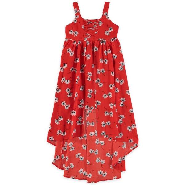 Shop My Michelle Girls 7 16 Tie Up Hi Low Floral Dress Orange