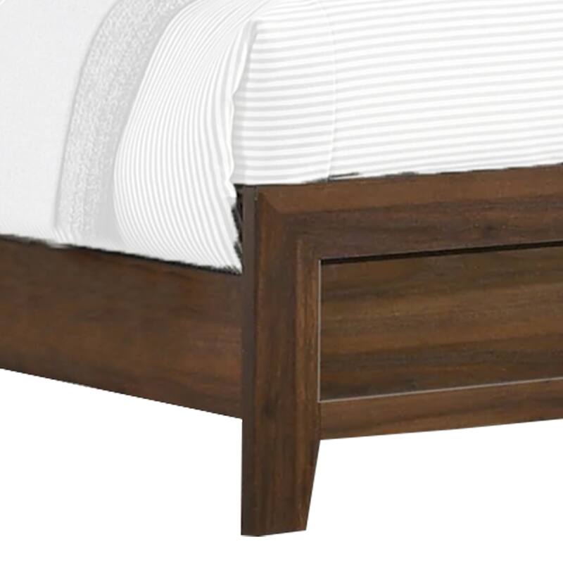 Shannon Full Bed with Nailhead Trim, Ivory Fabric on Cherry Brown Wood