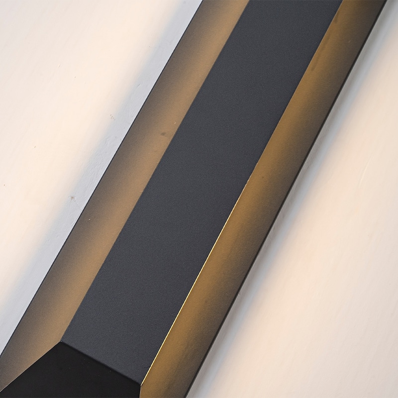 H22" Large Dusk to Dawn Modern Integrated LED Exterior Wall Sconce with Black Trapezoid Design and Acrylic Shade for Garage