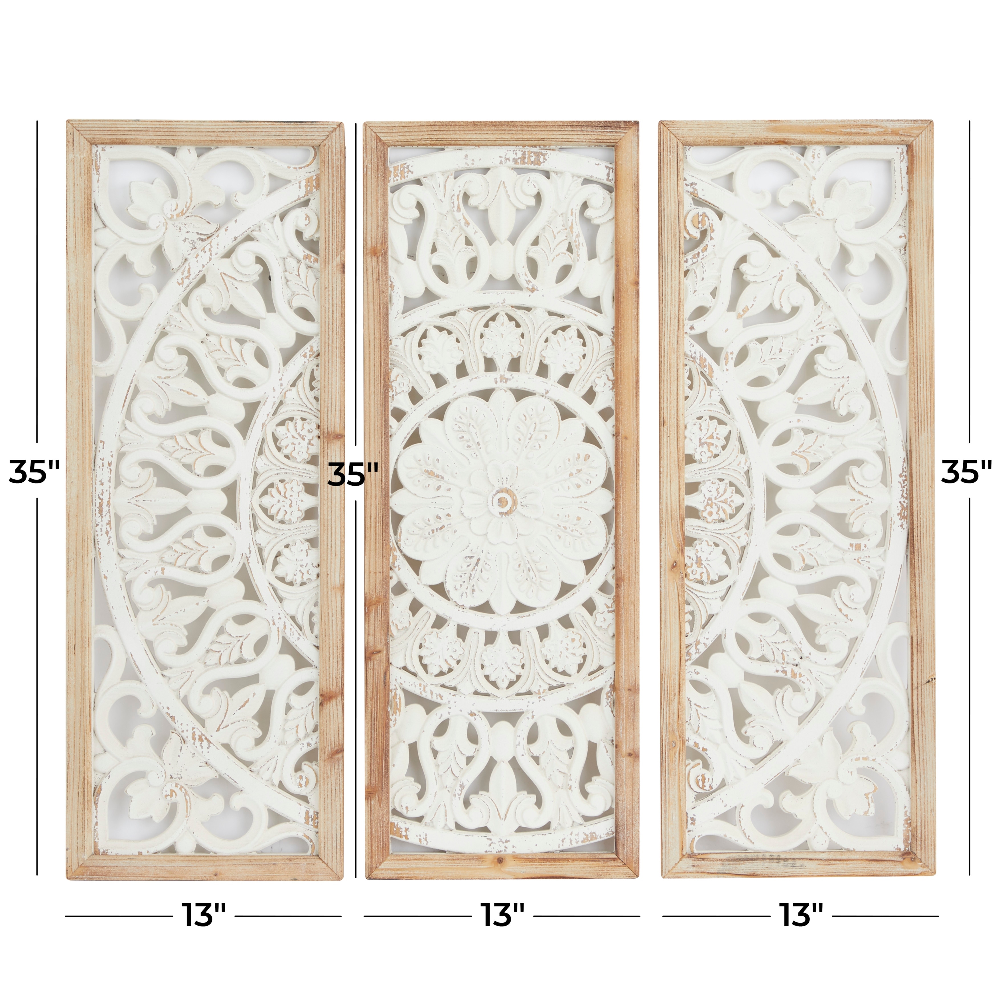 Details about   Large Decorative Faux Stone Floral Carved Medallion Set/3 Wall Art Panels Decor 