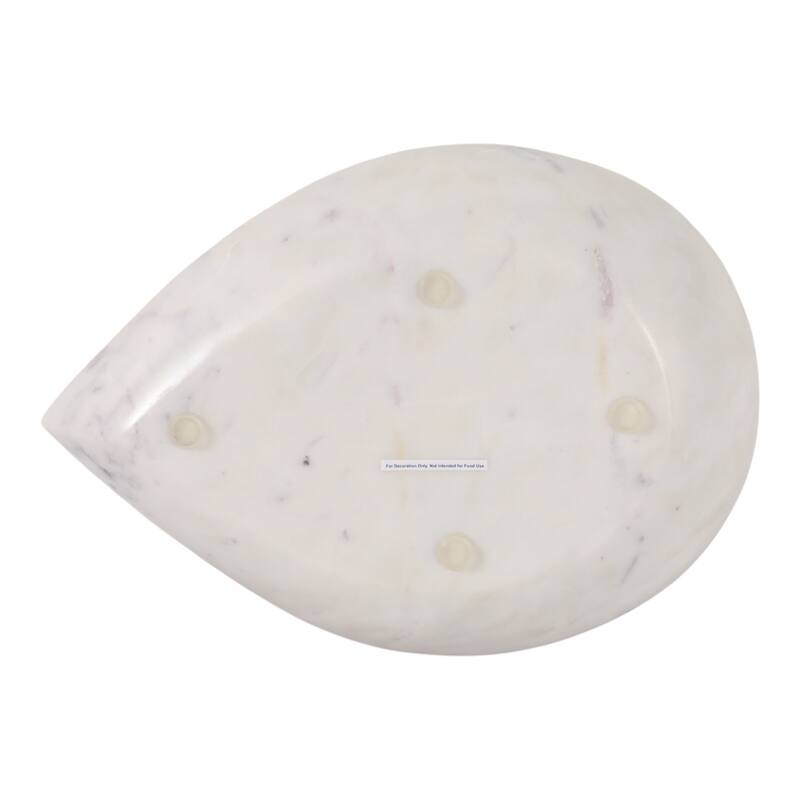 Marble Decorative Bowl Modern Accent Teardrop Shape - 10" White - 9.75" x 7" x 1.5"