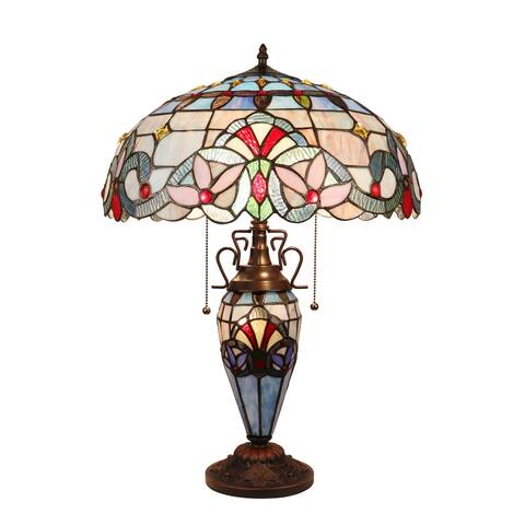 Tiffany Style Victorian Design 2+1-light Dark Bronze Table Lamp