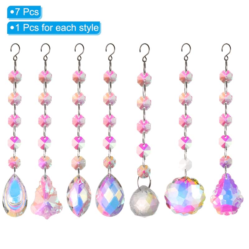 7Pcs Colorful Crystal Sun Catchers Hanging Suncatcher Prism Pendant Ornament